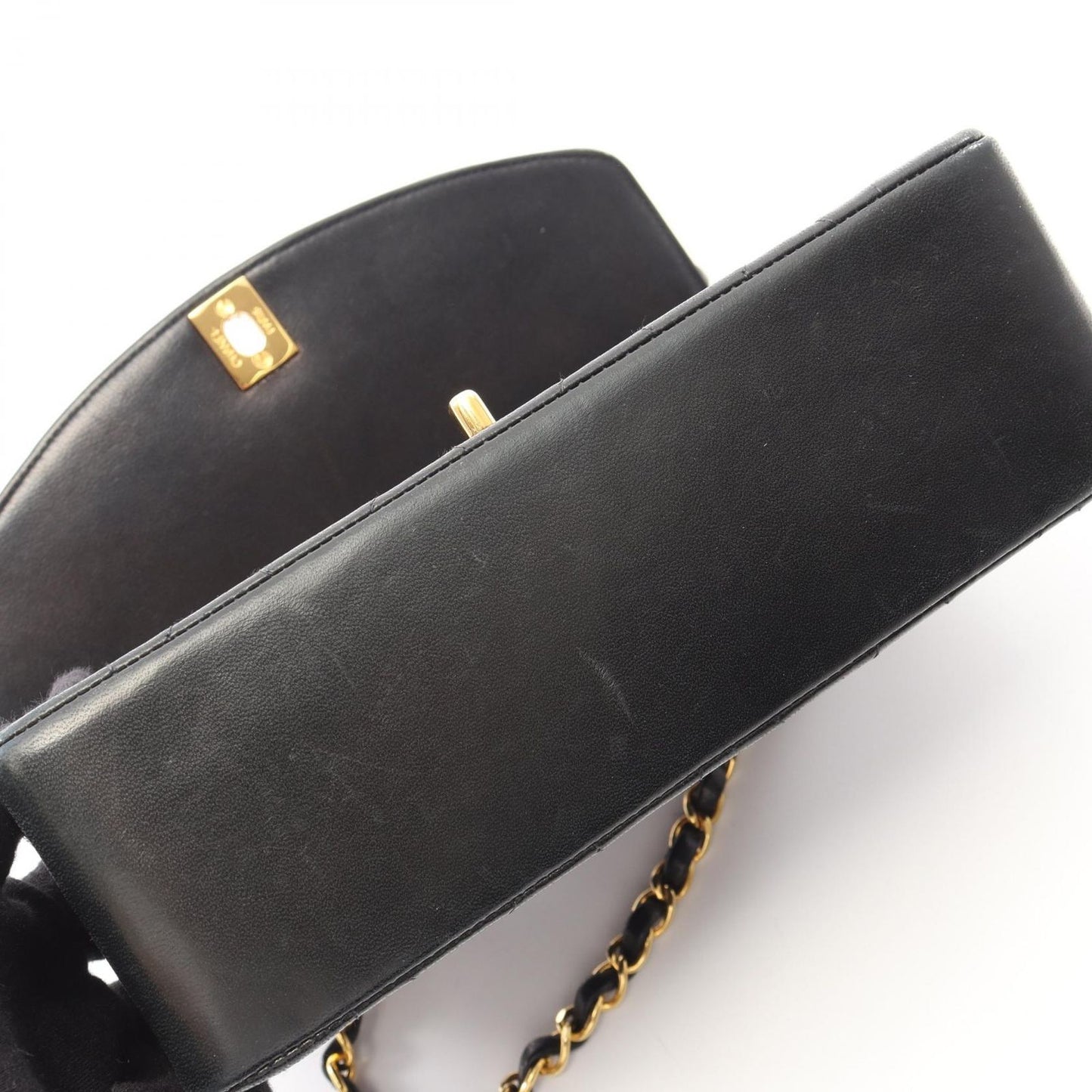 Chanel Shoulder Bag Quilted Diana Flap Black Lambskin Chain — view 9
