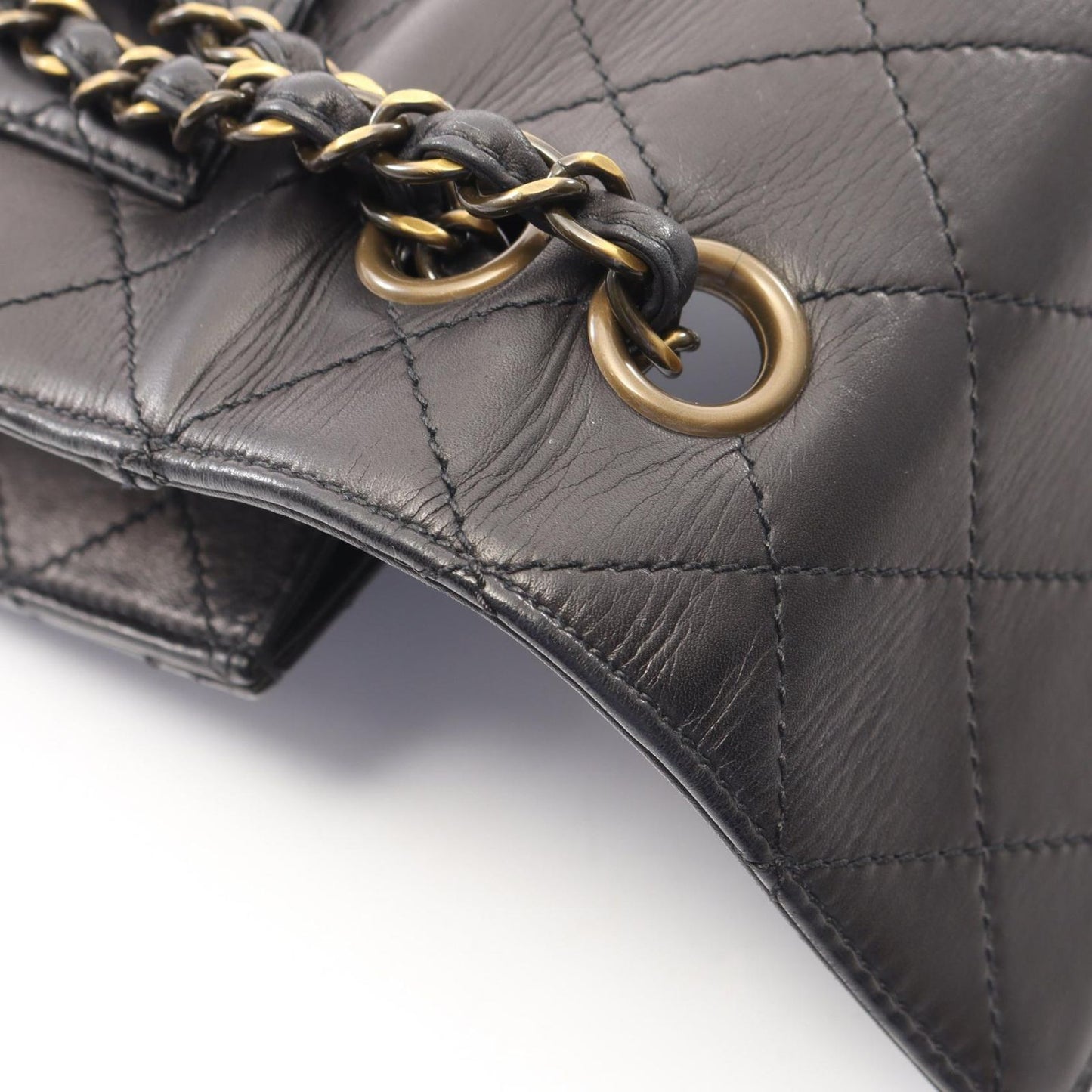 Chanel Shoulder Bag Quilted Black Lambskin Chain — view 9