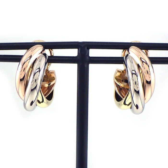 Cartier Earrings Trinity Hoop Three Color 18k Pink Gold 18k White Yellow — view 6