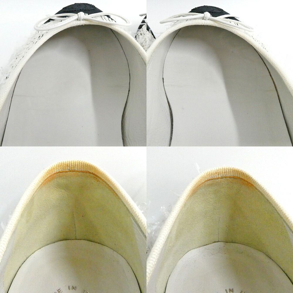 Chanel Ballerina Flat Shoes 35c Tweed Black White CC Logo — view 9