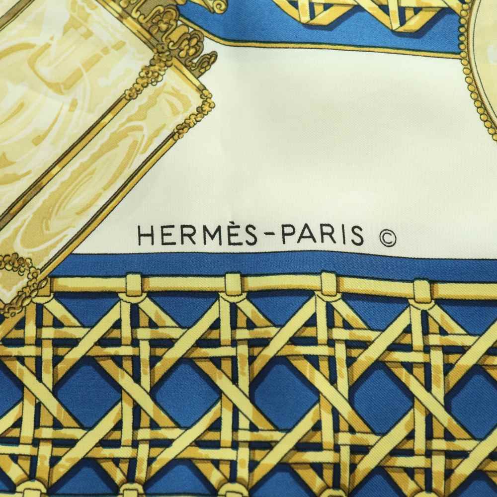 Hermes Carre 90 Feux de Route Carriage Lantern Scarf Silk Multicolor Blue — view 5