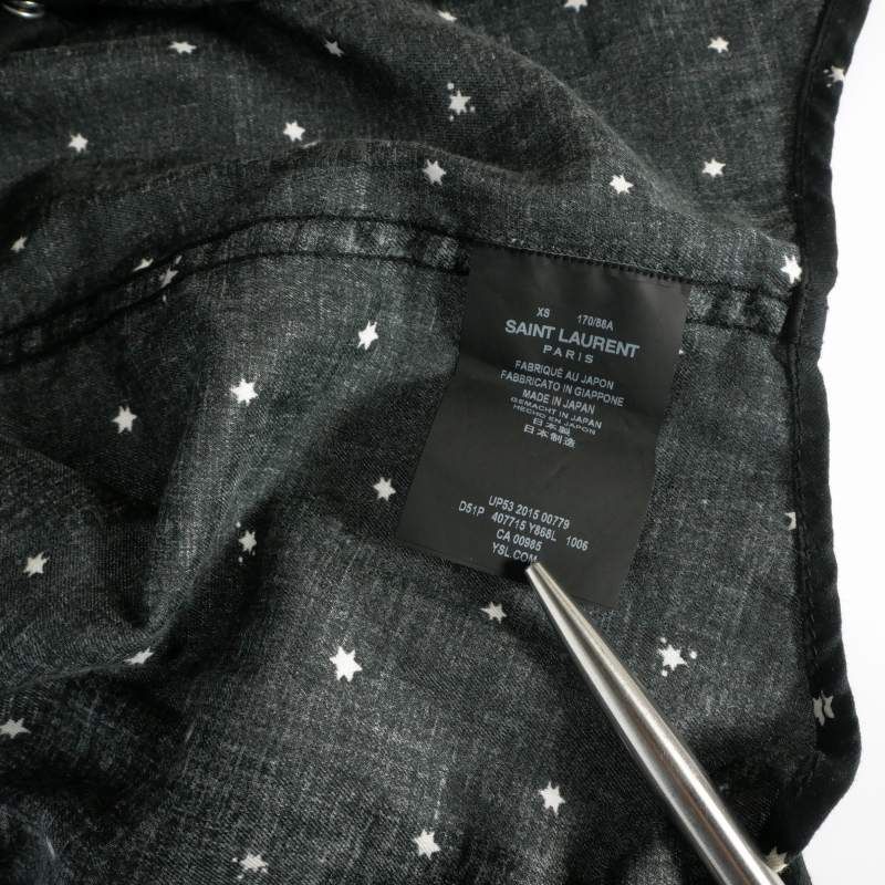 Saint Laurent Paris Eddie Era Allover Pattern Long Sleeve Shirt XS Black — view 8