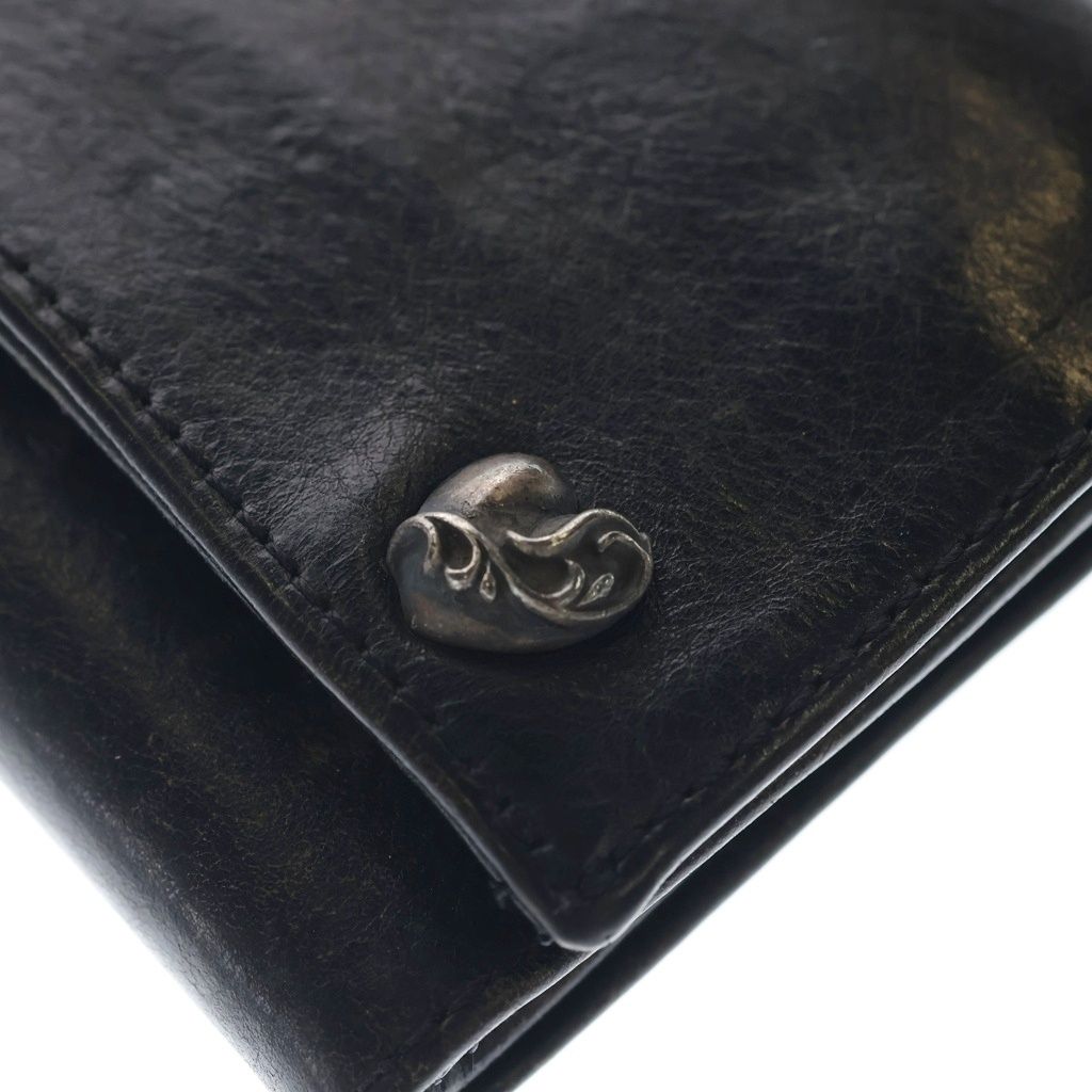Chrome Heart Button Leather Wallet Black — view 6