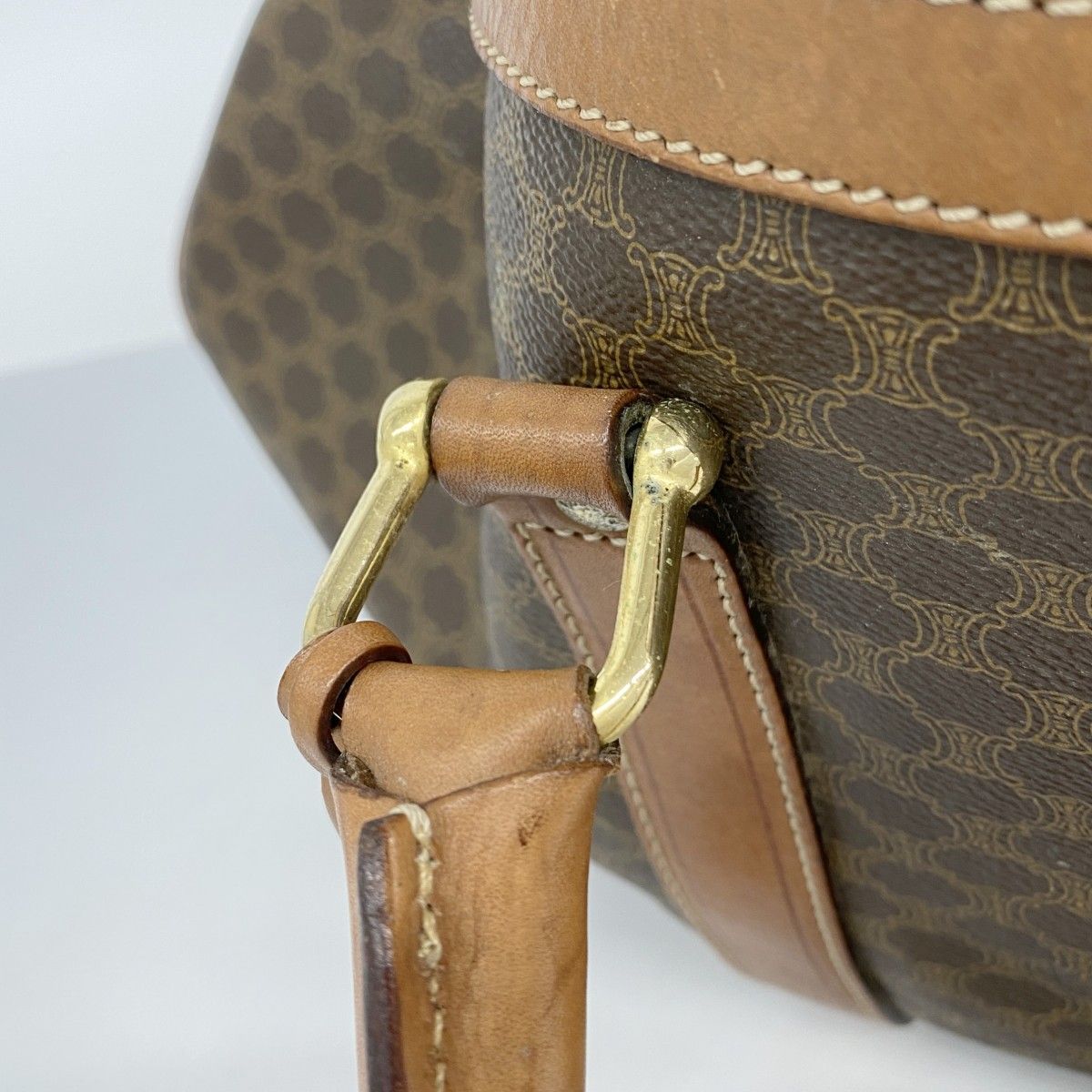 Celine Boston Bag Macadam Brown Gold — view 9