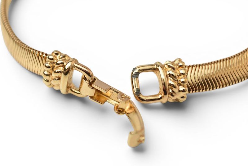 Dior Bracelet Bangle Vintage Line Stone Gold — view 7