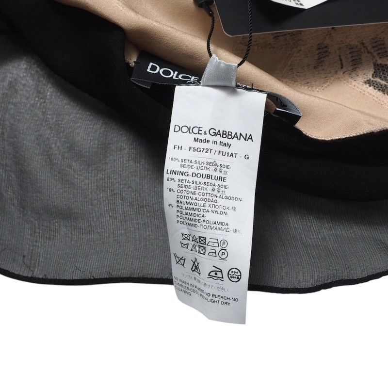 Dolce & Gabbana Blouse 40 Total Silk Bow Tie Ribbon Chiffon Black — view 8