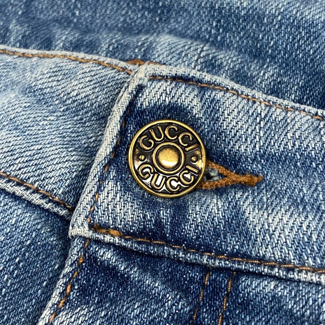 Gucci Ie7 Era Floral Embroidery Denim Pants 42 Indigo Blue — view 9