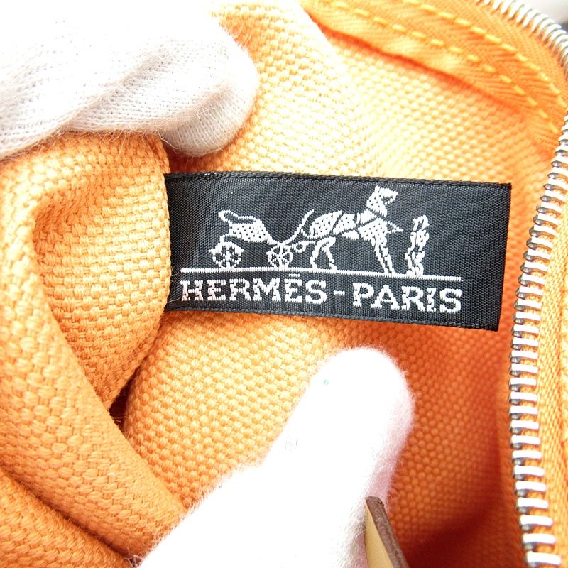 Hermes Bora PM Toile Ash Canvas Tote Orange — view 8