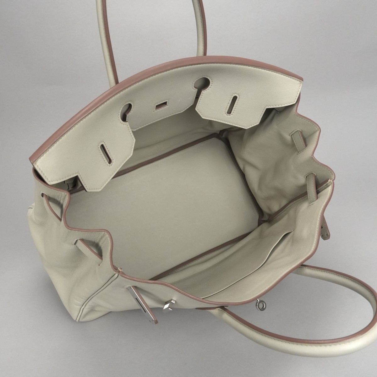 Hermes Birkin 35 Tote Swift Pearl Gray Silver Handbag Veau — view 9