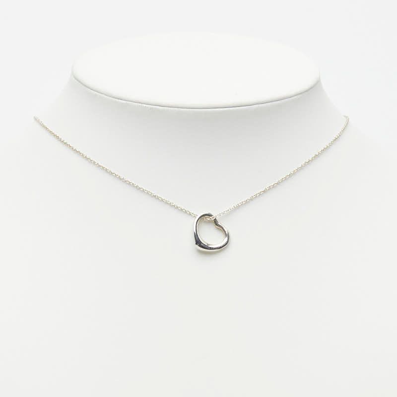 Tiffany & Co Elsa Peretti Open Heart Chain Pendant Necklace Silver — view 7