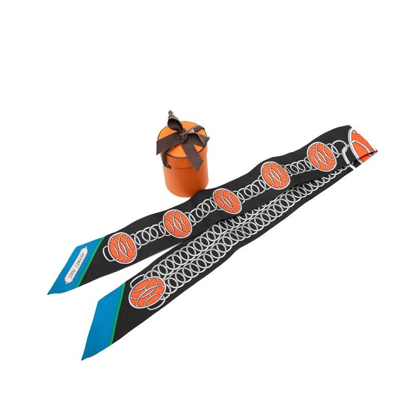 Hermes Twilly Lift Profile Scarf Navy Multicolor Silk — view 6