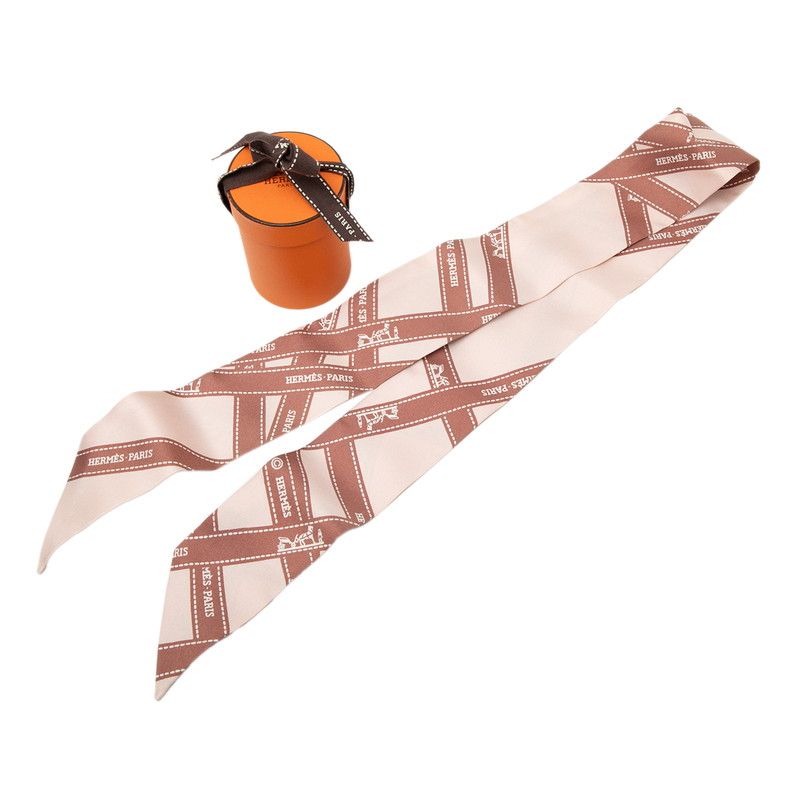 Hermes Twilly Bolduc Scarf Pink Silk — view 6