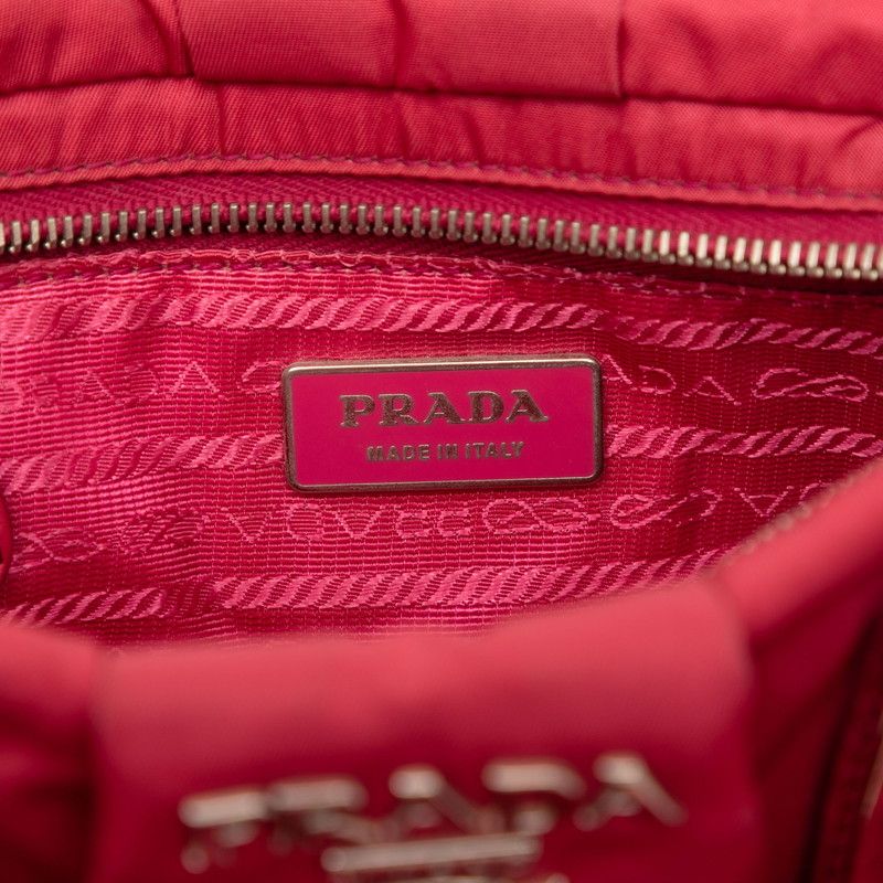 Prada Logo Tessuto 2-Way Shoulder Bag Pink Leather — view 5