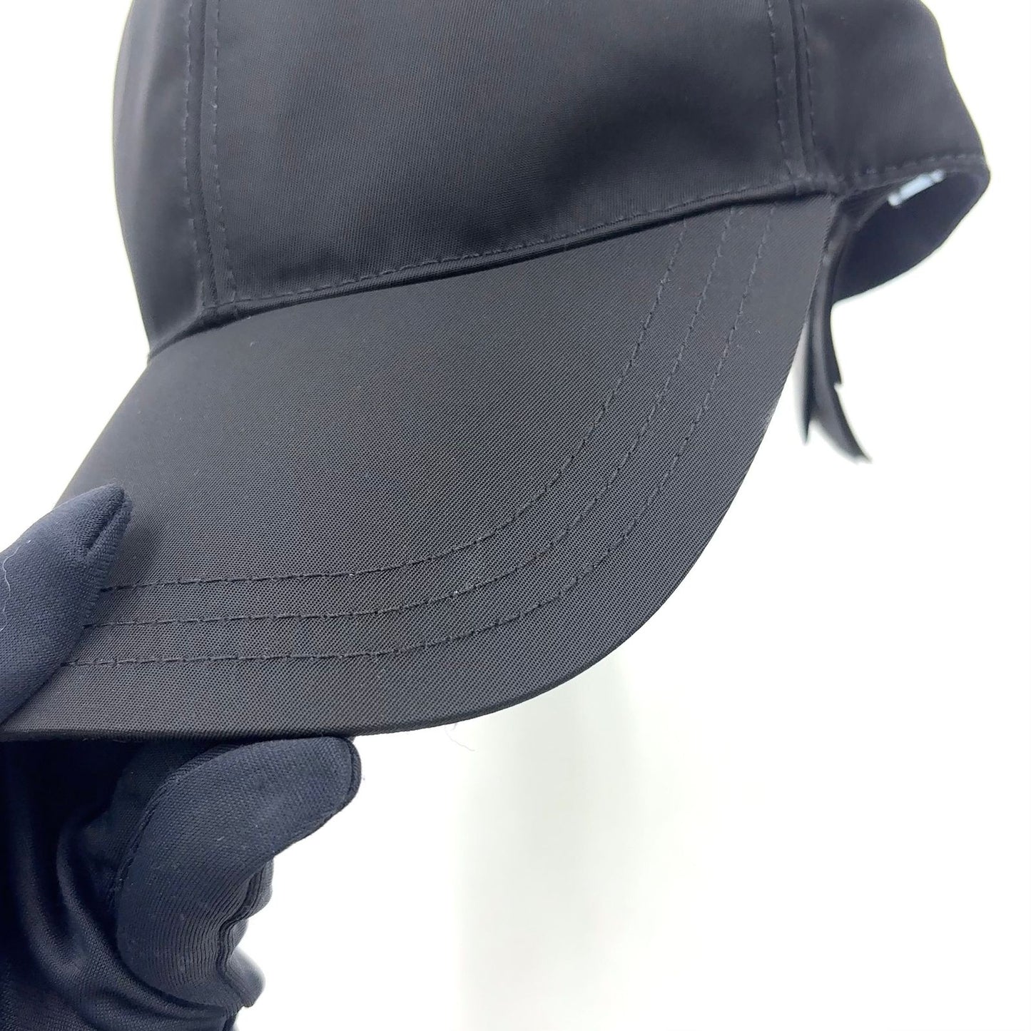 Prada Triangle Logo Nylon Black Hat — view 9