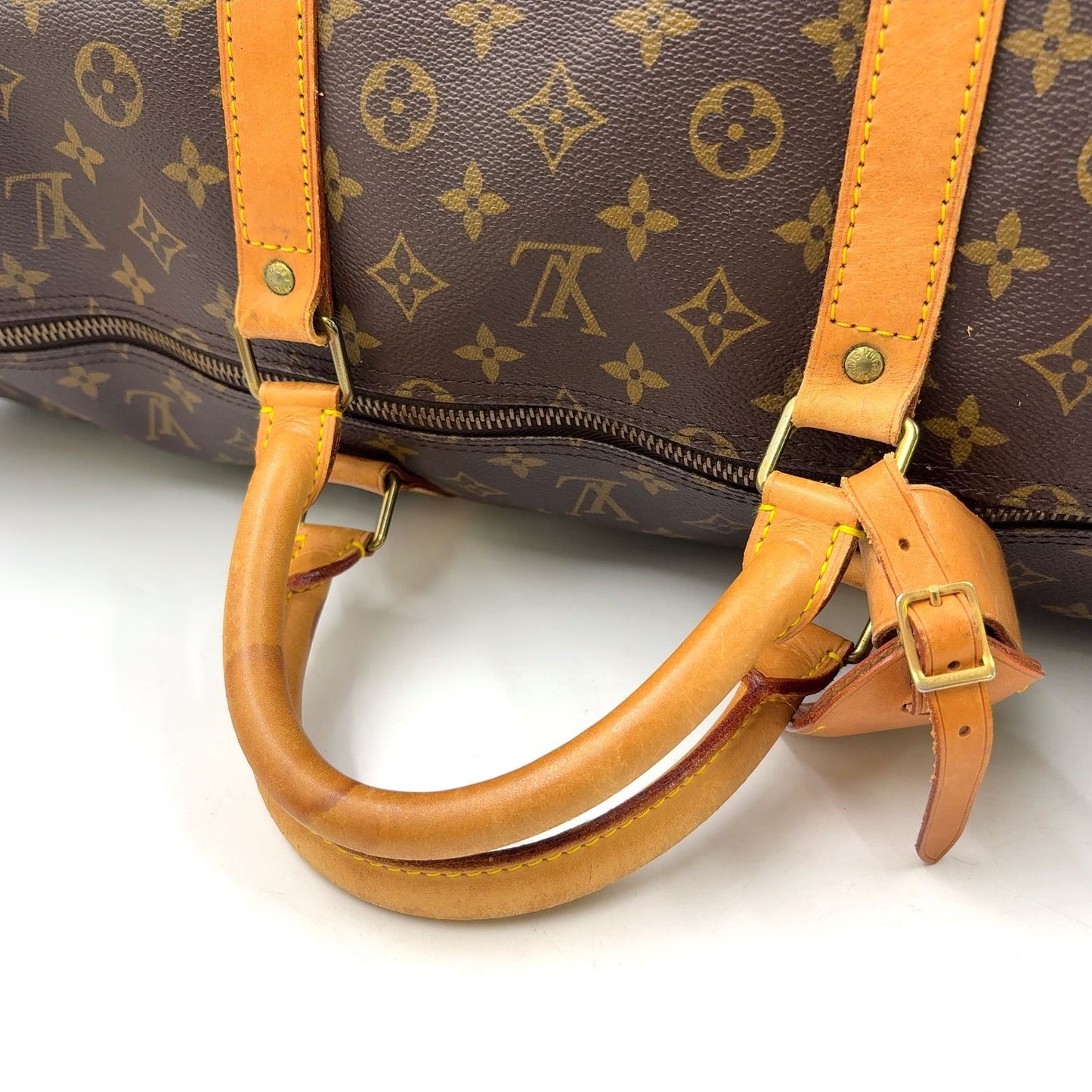 Louis Vuitton Keepall 60 Monogram Leather Brown Boston Bag Gold — view 9