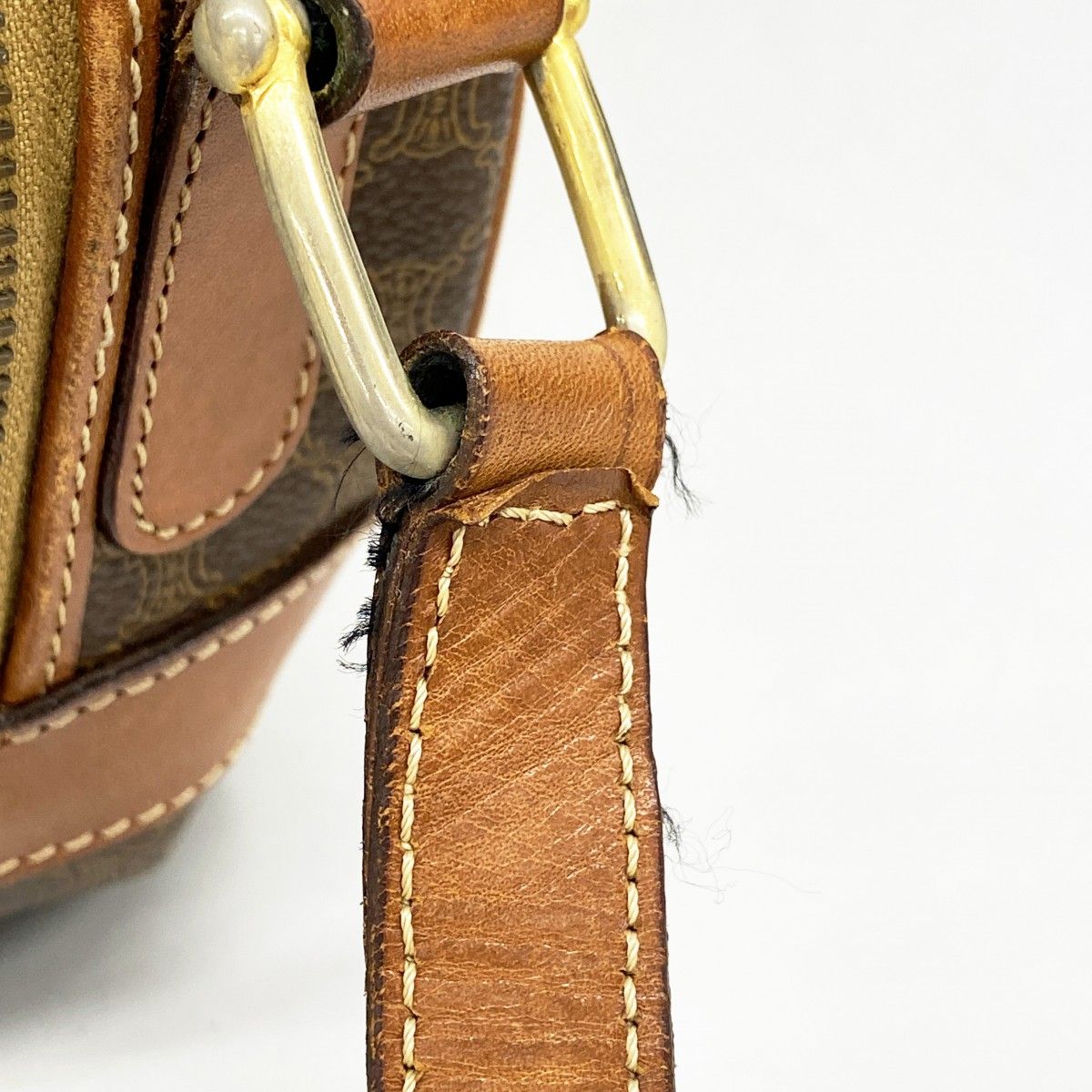 Celine Shoulder Bag Macadam Brown Gold — view 9