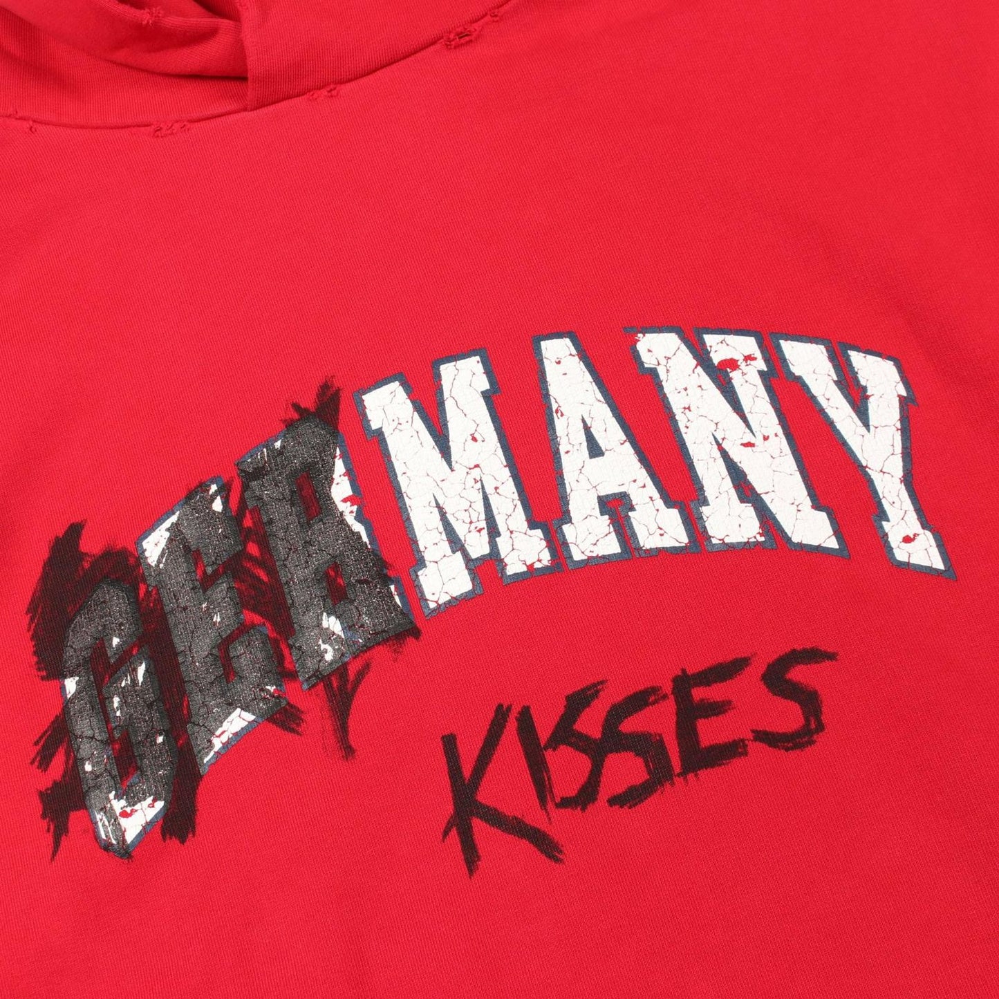 Balenciaga Hoodie Many Kisses Distressed Cotton Pullover — view 8