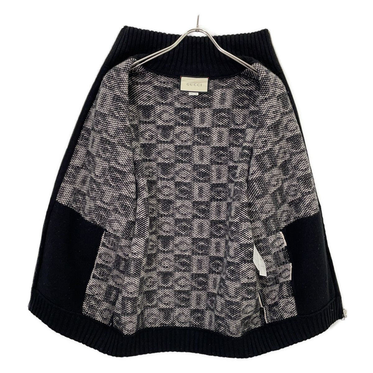 Gucci Black White Logo Jacquard Zip Up Knit Jacket XS — view 9
