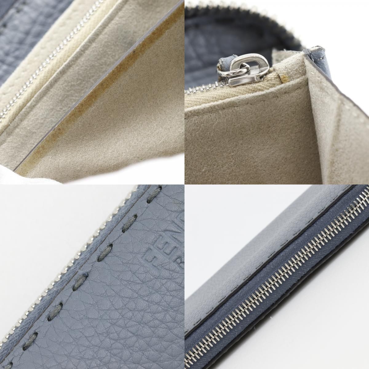 Fendi Zip Around Selleria Leather Light Blue Wallet — view 9