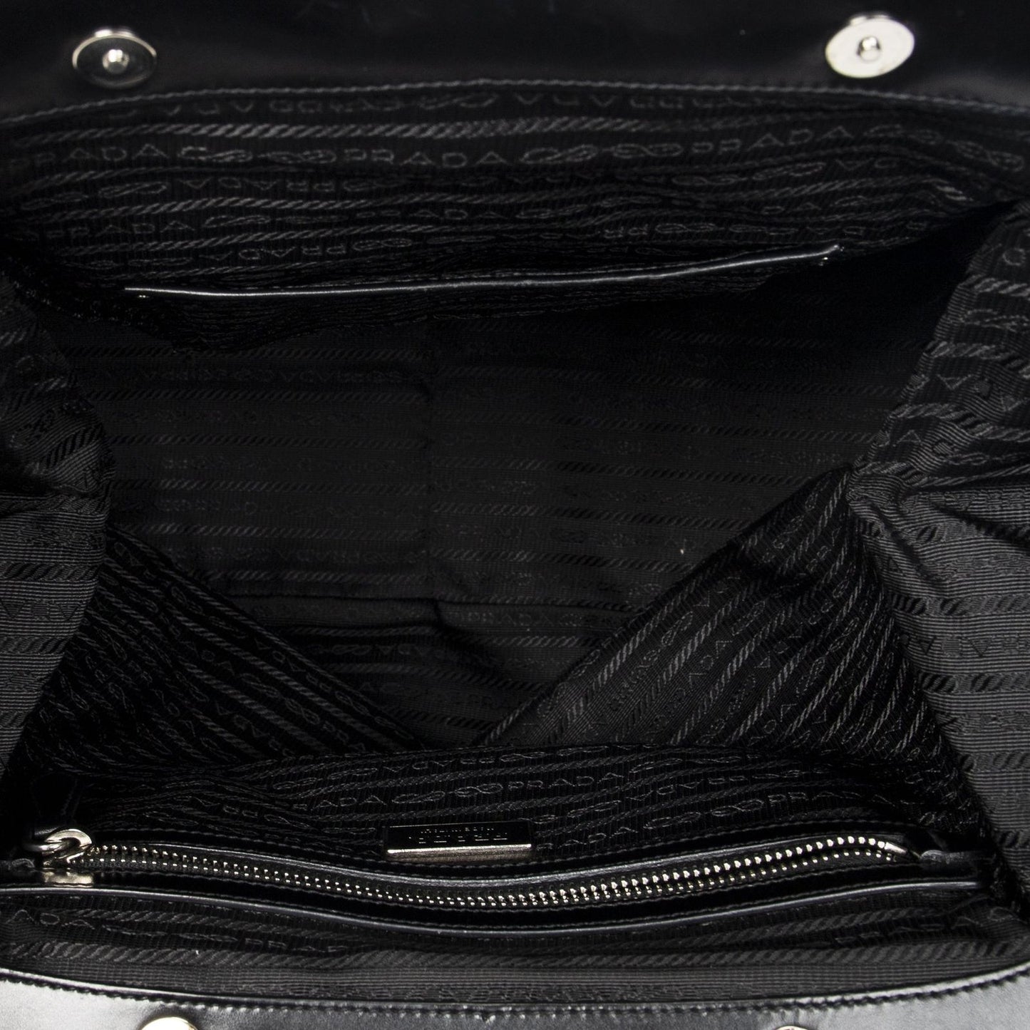 Prada Frame Dome Tote Black Nylon Canvas — view 9