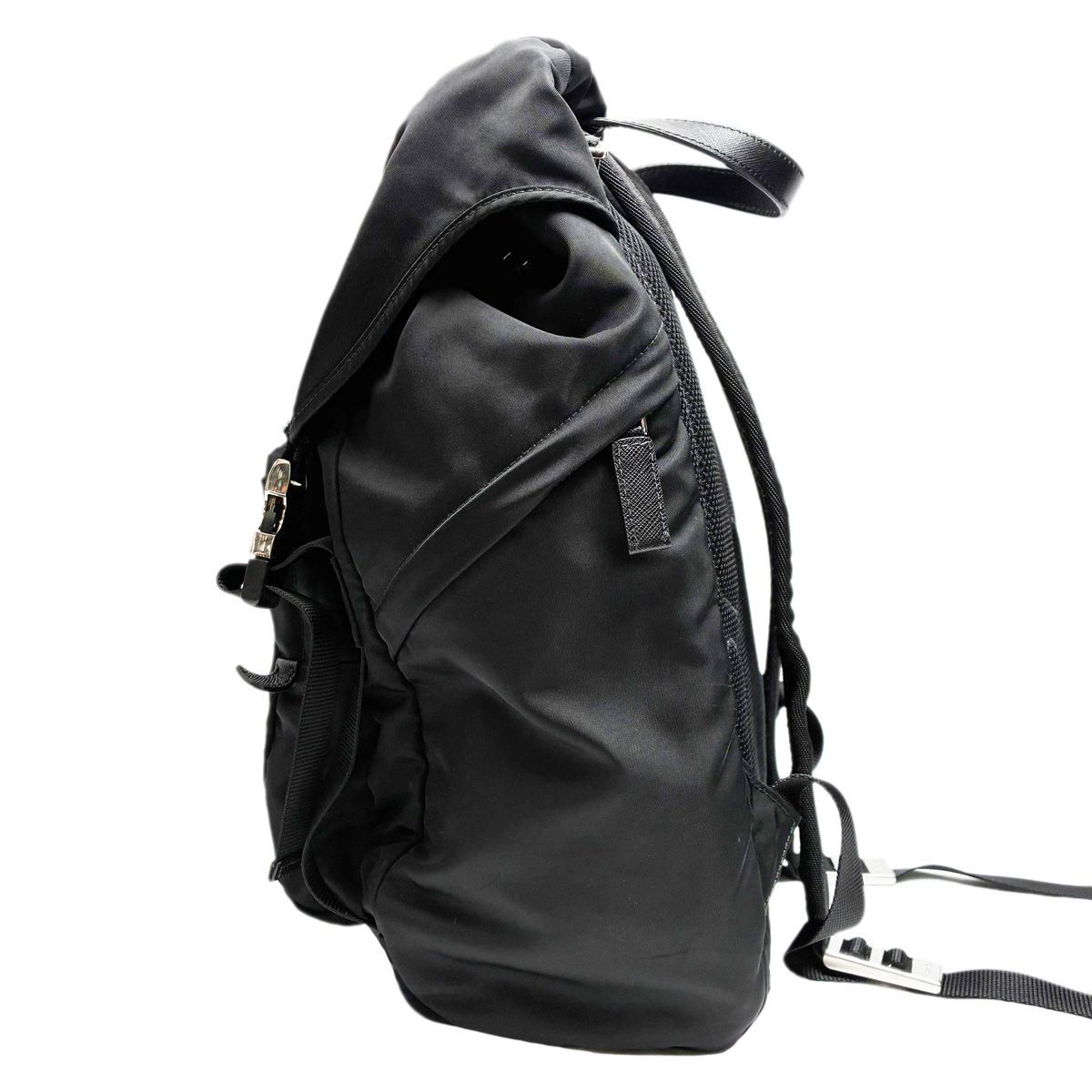 Prada Logo Patch Backpack Black — view 9