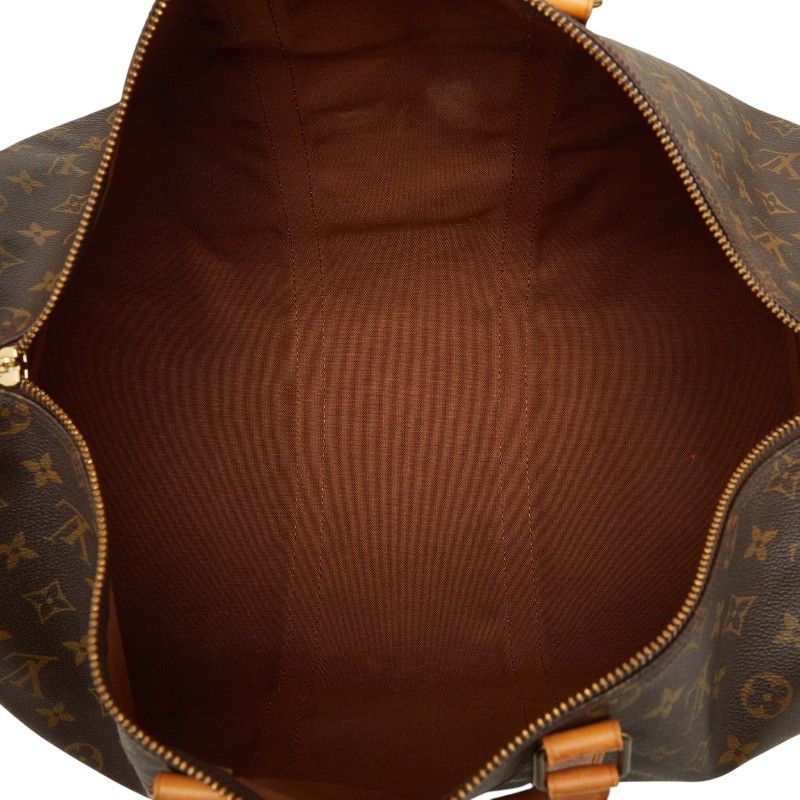 Louis Vuitton Monogram Keepall 50 Boston Bag Brown Leather — view 9