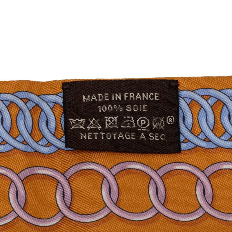 Hermes Twill Maillons Scarf Brown Beige Silk — view 4