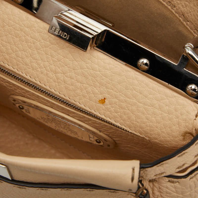 Fendi Selleria Peekaboo Mini 2-Way Shoulder Bag Beige Leather — view 9