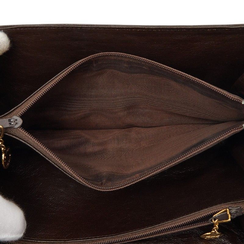 Celine C Macadam Clutch Brown Canvas Leather — view 9