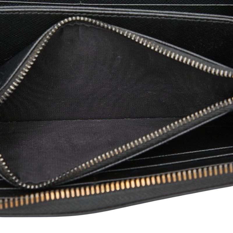 Prada Zip Around Wallet Black Saffiano Leather — view 9