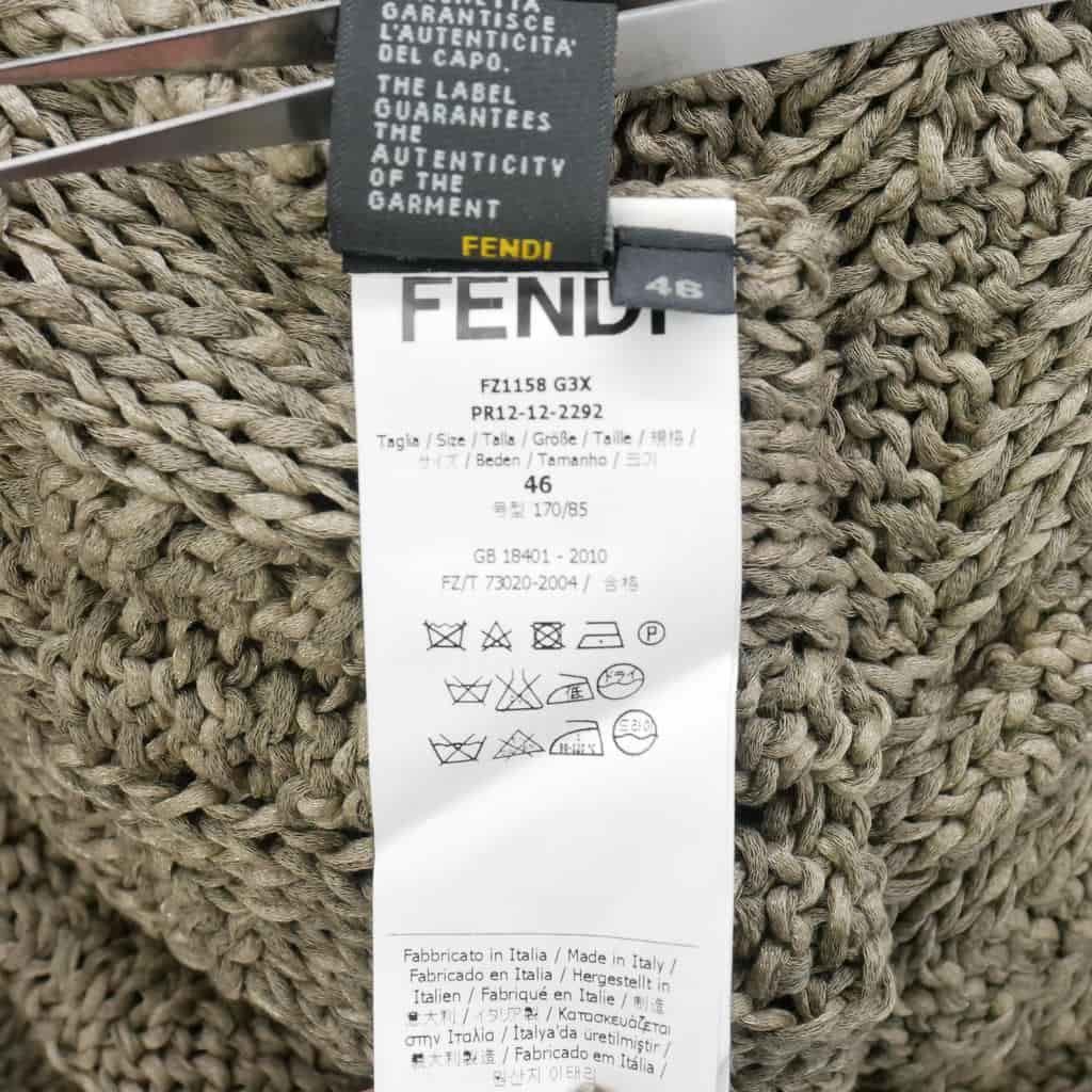 Fendi Cotton Knit Cardigan Long Sleeve with Collar Logege 46 Gray G3x — view 9