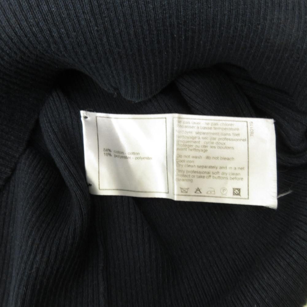 Chanel 08c Cropped T Coco Button Knit Sweater Navy Blue 42 LL — view 8