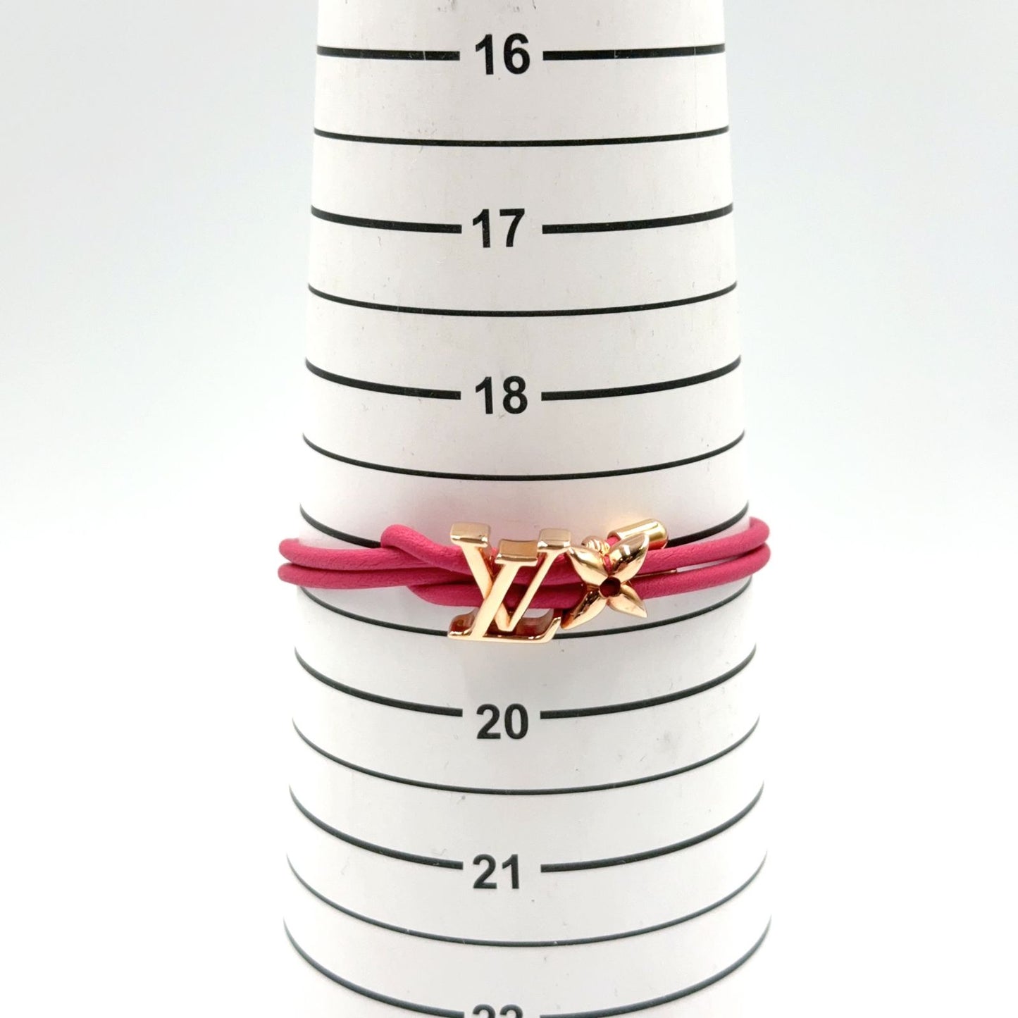 Louis Vuitton LV Blue Leather Metal Pink Bracelet Gold — view 9