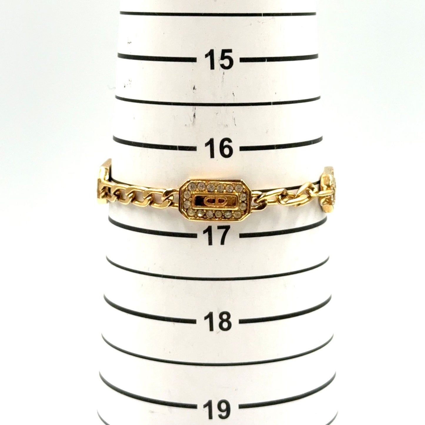 Dior CD Logo Color Stone Clear Gold Bracelet — view 9