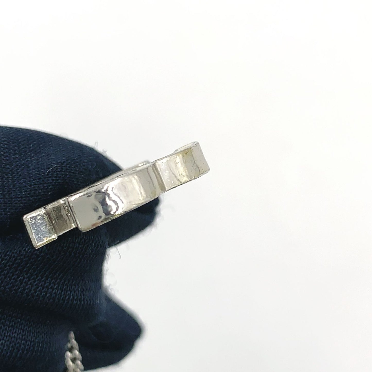 Chanel CC Logo Metal Enamel Off White Silver Necklace — view 9