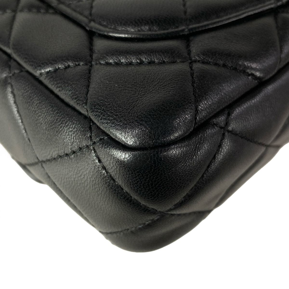 Chanel Shoulder Bag Mini Quilted Black Chain Gold Metal Lambskin — view 9