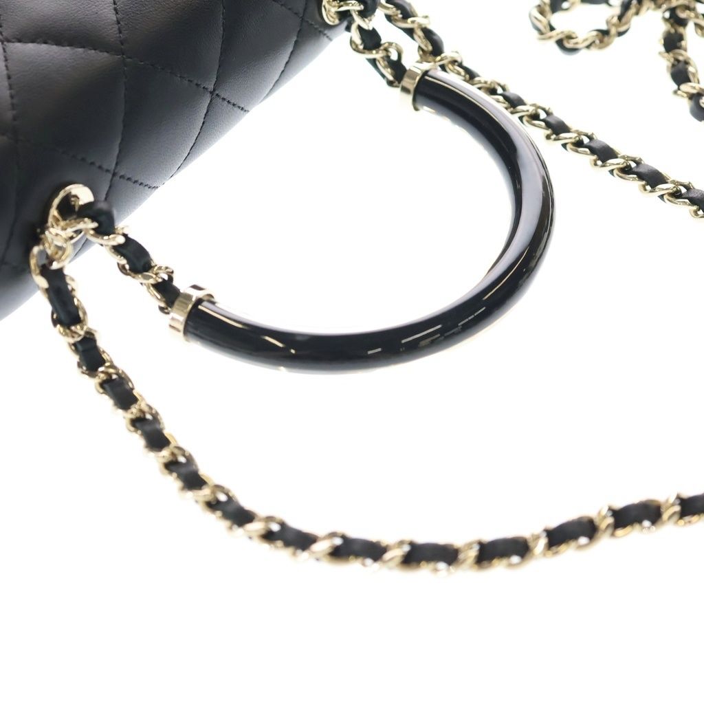 Chanel Quilted 2-Way Mini Shoulder Bag Chain Black Lambskin Gold — view 6