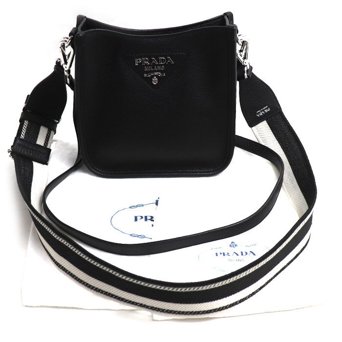 Prada Vitello Daino Shoulder Bag Black — view 8