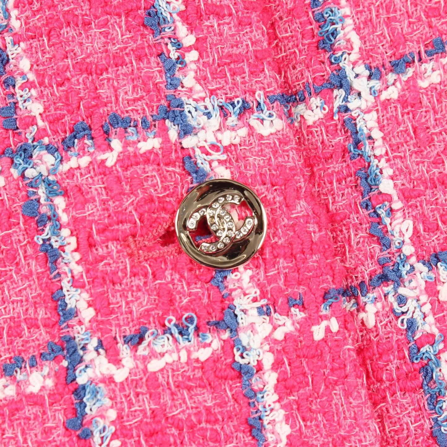 Chanel Dress CC Logo Button Tweed Cami Pink Cotton — view 6