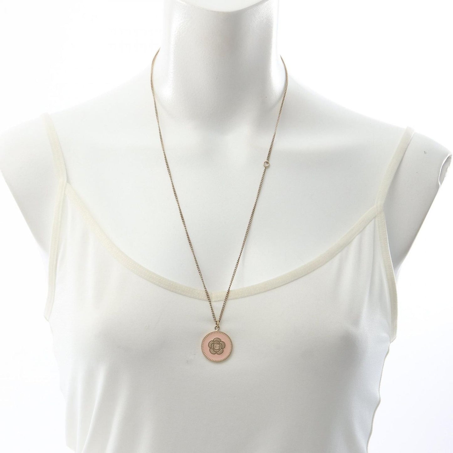 Chanel Necklace Camellia CC Logo Circle Pink — view 6