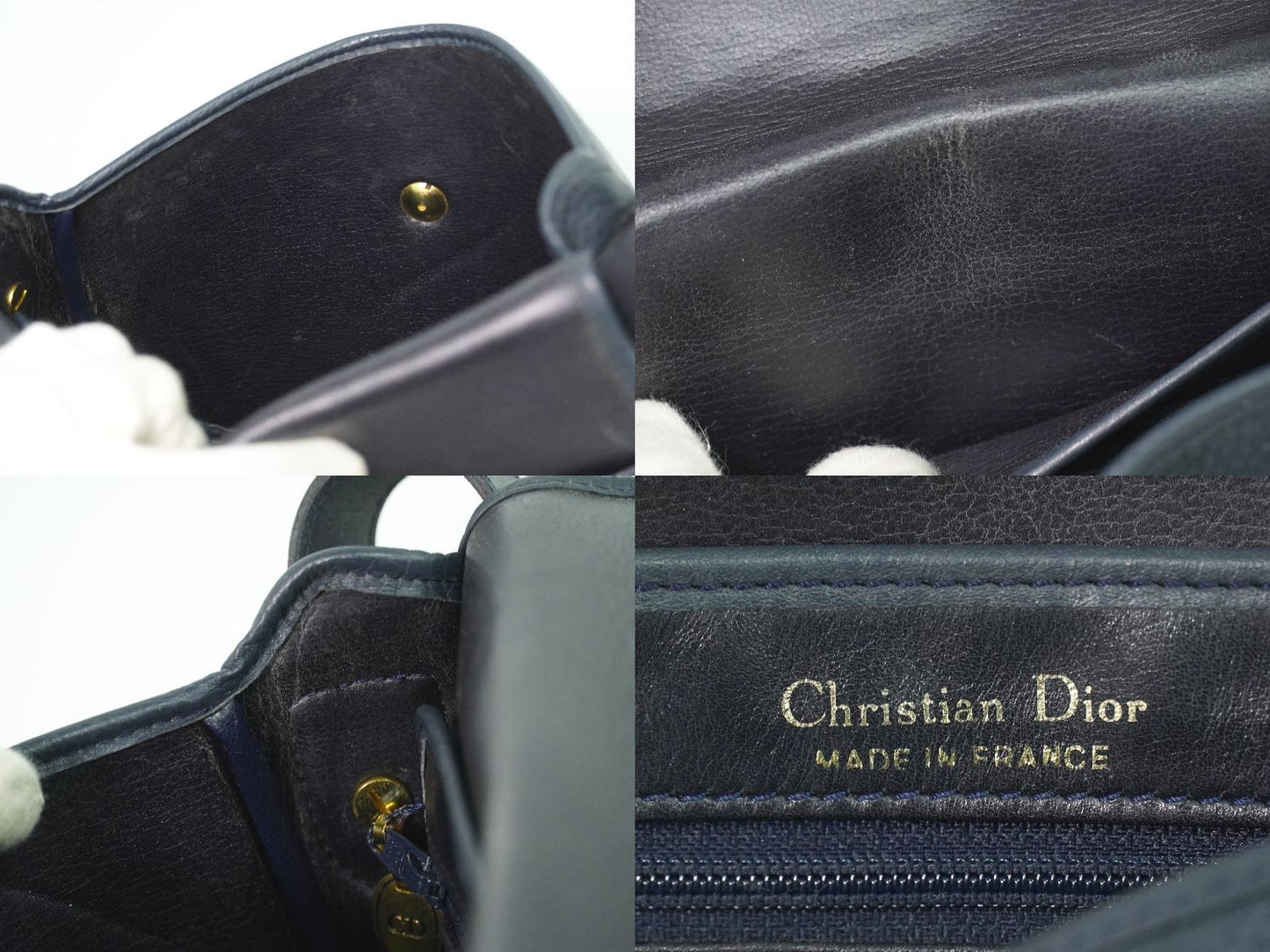 Dior Leather Shoulder Bag Pochette Navy — view 9