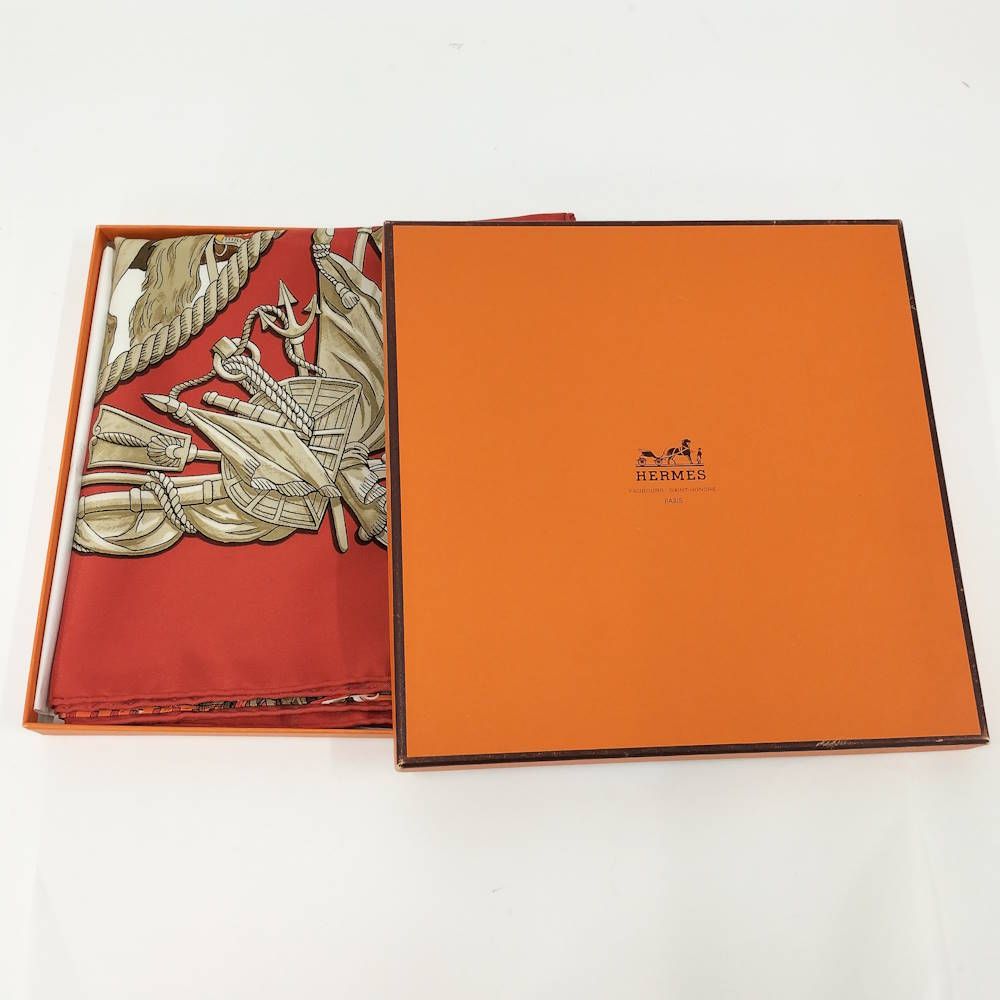 Hermes Carre 90 Scarf Marine ET Cavalerie Sea and Cavalry Silk — view 7