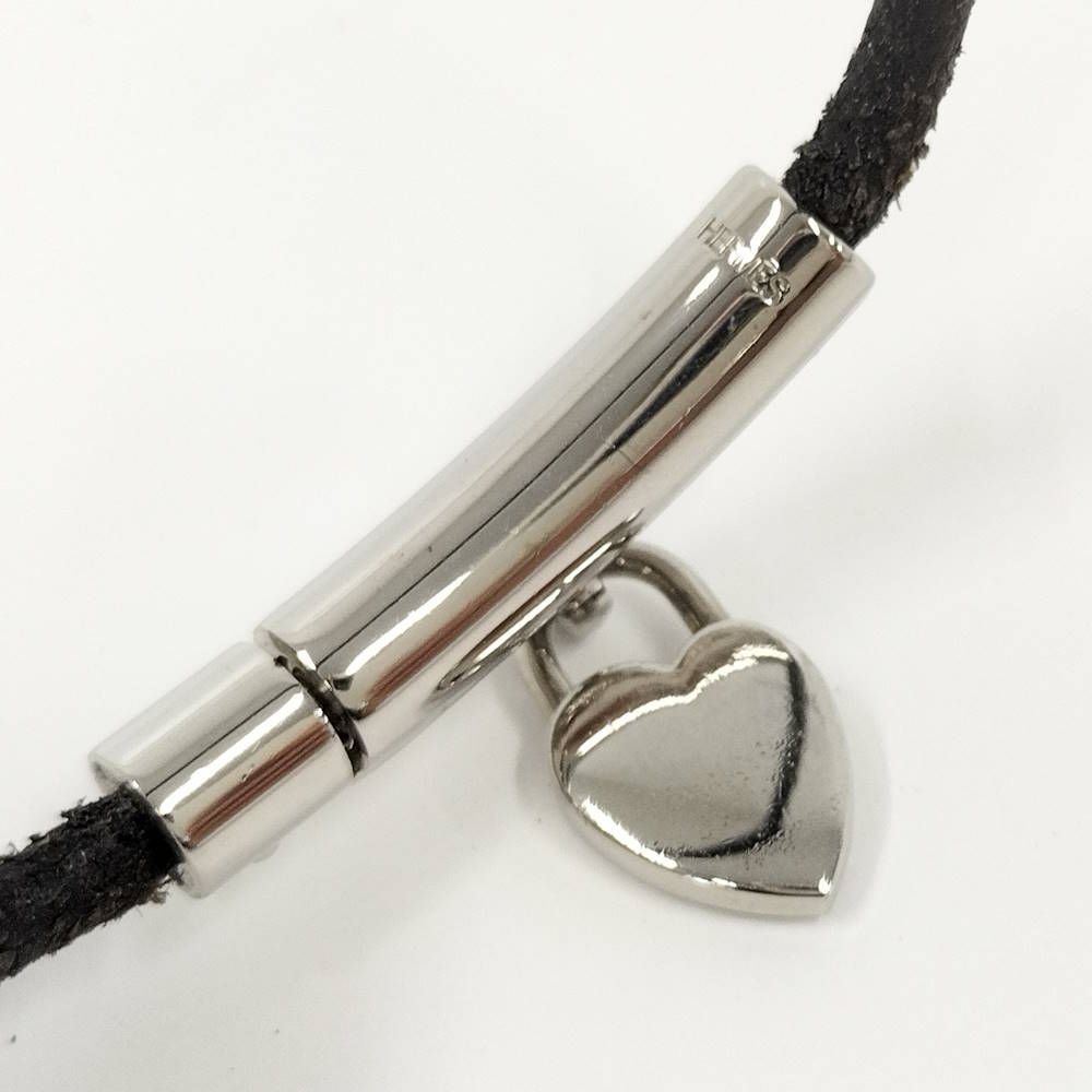 Hermes Viviride Bracelet Cadena Fantasy Heart Plated Leather Silver Black — view 8