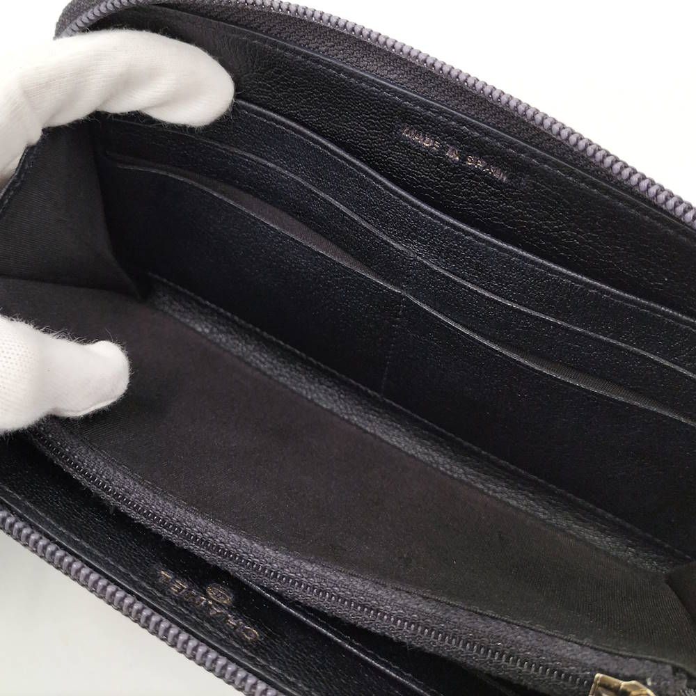 Chanel Zip Around Wallet CC Logo Leather Black — view 9
