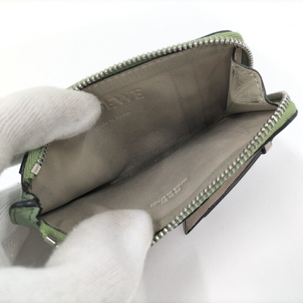 Loewe Fragment Case Anagram Leather Green Brown Wallet — view 7