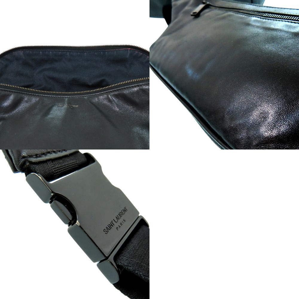 Saint Laurent Paris Leather Belt Bag Black — view 8
