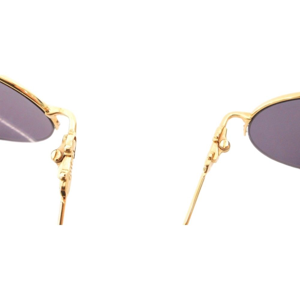 Gucci Oval Sunglasses Half Rim Tortoiseshell Log 50 Stamps 21 Gold Color Blue — view 9