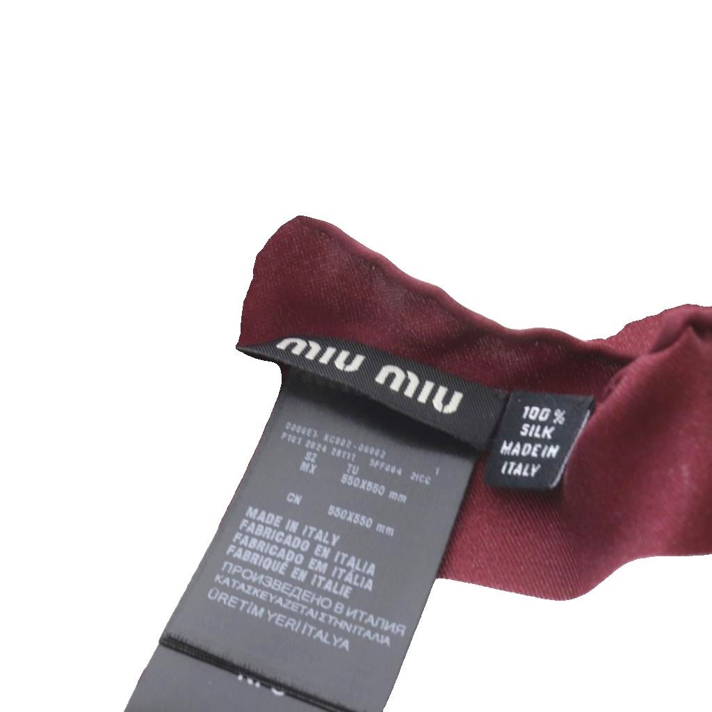 Miu Miu Miu Printed Twill Silk Scarf All Over Pattern Red White — view 7