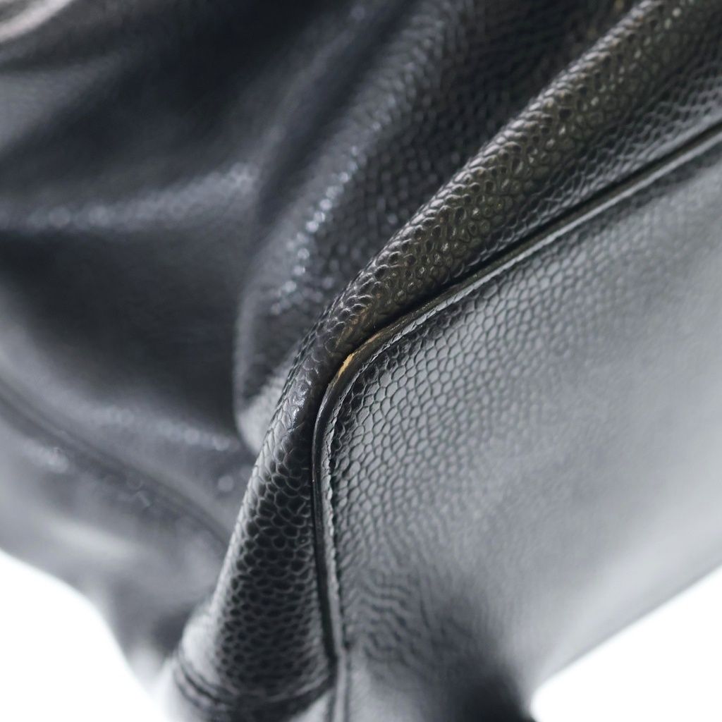 Chanel CC Logo Turnlock Backpack Black Caviar Leather Silver — view 6