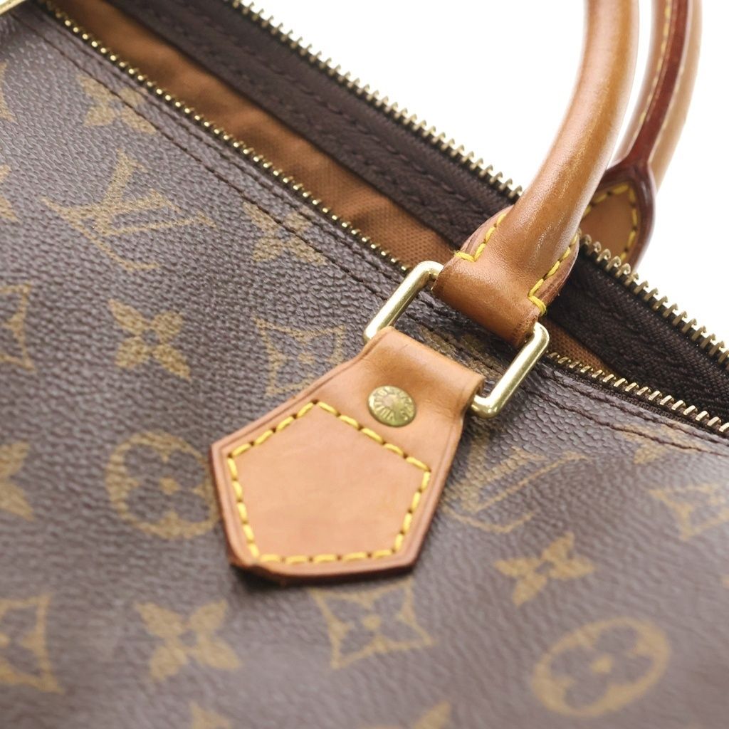 Louis Vuitton Monogram Speedy 40 Boston Bag Brown Leather Gold — view 7